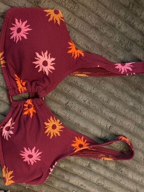 Sun Print Burgundy Bikini Top